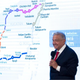 Mexican President, AMLO, during a 2022 presentation on the Maya Train project.